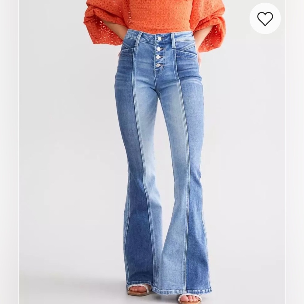 Flying Monkey Super Flare Stretch Jean bell bottoms sz 28 high rise worn once